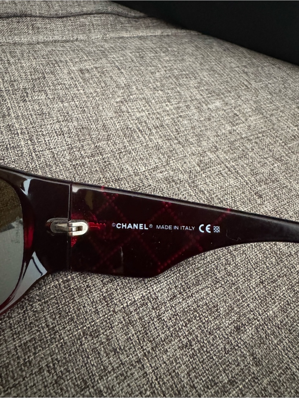 AUTHENTIC CHANEL Dark Burgundy Crystal-Studded Women's Sunglasses - Picture 3 of 9
